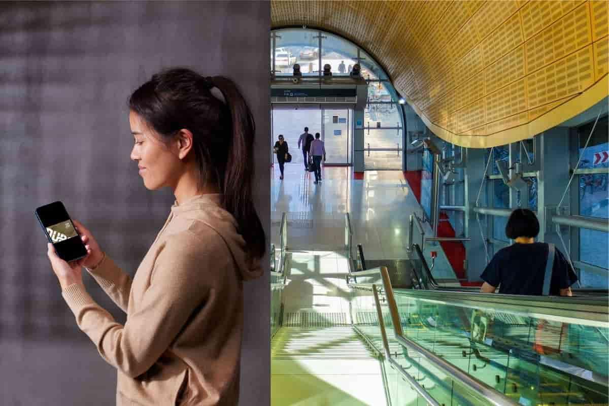 woman using digital NOL card in Dubai metro